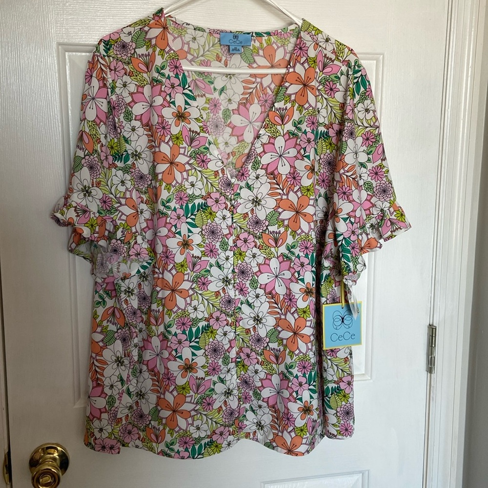 Bright floral blouse